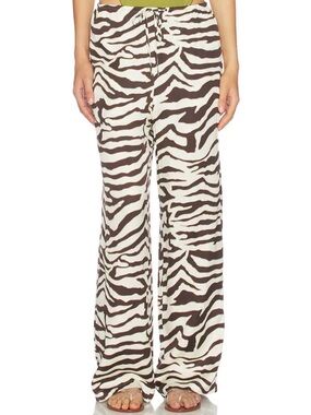 Mango Brown and White Zebra-Print Wide-Leg trouser size M